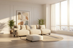 Antique Style Retro Straight Row Fabric Sofa – High Rebound