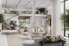 Aurora Pavilion Four-Sided Freestanding Fireplace
