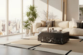 Black Rose Marble Rotatable Coffee Table – Stacked Offset Slab Italian Minimalist