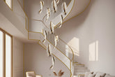 Crystal Leaf Pendant Staircase Chandelier – Luxury Crystal LED, 6 to 36 Heads