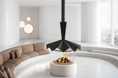 Cylindrical Glass Suspended Fireplace – 360° Real Flame