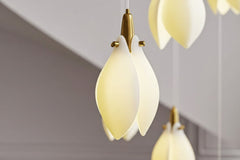 Daffodils Ceramic Staircase Chandelier – Artisan Floral LED Pendant, 7 to 64 Heads