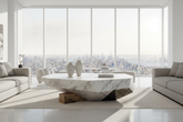 Diamond Marble Coffee Table – Sculptural Freeform Faceted Natural Stone