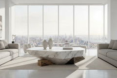 Diamond Marble Coffee Table – Sculptural Freeform Faceted Natural Stone
