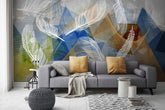 3D Geometric White Feather Wallpaper Mural