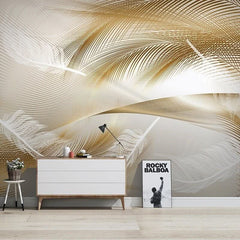 3D Golden Feather Wallpaper Mural