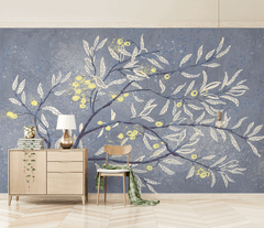 3D White Leaves Tree Wallpaper Mural