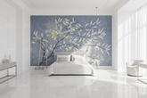 3D White Leaves Tree Wallpaper Mural