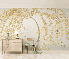 3D Yellow Tree Wallpaper Mural