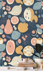 Abstract Bohemian Fruits Wallpaper Mural