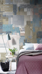 Abstract Brush Squares Wallpaper Mural