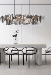 Abstract Metal LED Chandelier for Kitchen Island – Gun Gray & Sand Gold, 80–150cm
