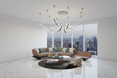 Acrylic Belts Chandelier – Black Dimmable Remote Control LED Light