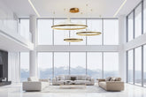 Acrylic Flower Chandelier – Black & Gold Dimmable LED in 4 Sizes