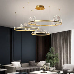 Acrylic Flower Chandelier – Black & Gold Dimmable LED in 4 Sizes