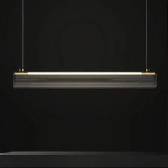 Acrylic Long Tube LED Pendant Island Light – Gold, Dimmable, Remote Control, Knob Switch