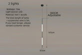Acrylic Tubes Staircase Chandelier – Gold or Black, 2 to 10 Lights, 3 Colour Modes