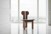 Afro Design Dining Chair | Solid Walnut Wood | Sculptural Curved Backrest