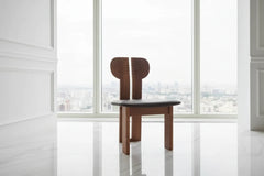 Afro Design Dining Chair | Solid Walnut Wood | Sculptural Curved Backrest