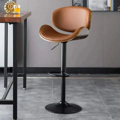 Banqueta Leather Bar Stool width Oak Wood Base