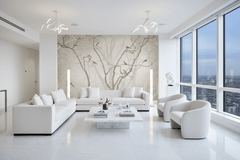 Birds on Tree Trunks Wallpaper Mural