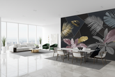 Black Leafs Pattern Wallpaper Murals - Premium Design