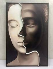 Black & White Neon LED Faces Wall Art – Minimalist Modern Light