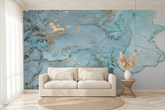 Blue & Gold Marble Wallpaper Mural
