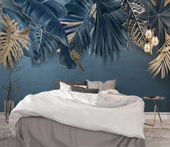 Blue Leafs Theme - Tropical Wallpaper Murals