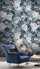 Blue Rose Floral Wallpaper Mural