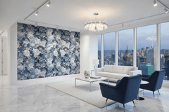 Blue Rose Floral Wallpaper Mural