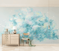 Blue Tree Theme Wallpaper Mural