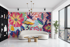 Bright Blossom Flowers: Living Room Wallpaper Mural