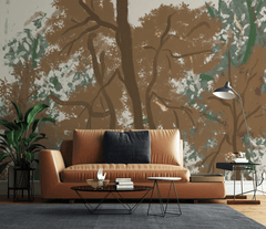 Brown Brushed Paint Tree - Tree Trunks Wallpaper Murals