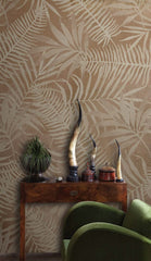 Brown Sketchy Leaves Wallpaper Mural