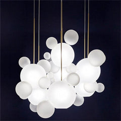 Bubbles Glass Chandelier – Clear & Frosted Multi-Head Pendant Light