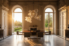 Bubbles Glass Chandelier – Clear & Frosted Multi-Head Pendant Light
