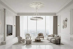 Calderone Resin Ring Ceiling Chandelier – Semi-Flush Mount Iron Resin, CCC & CE Certified, 1-Year Warranty