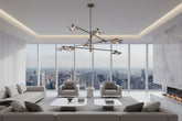 Calla LED Chandelier – Black & Gold G9 Semi-Flush in White & Warm Light