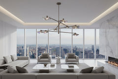 Calla LED Chandelier – Black & Gold G9 Semi-Flush in White & Warm Light