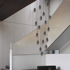 Capsule Design Staircase Chandelier – Aluminium LED Pendant, 1 to 20 Lights, Warm & Cool White