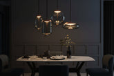 Clear Glass Pendant Light – Smoke Glass Hanging Lamp with Remote