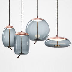 Clear Glass Pendant Light – Smoke Glass Hanging Lamp with Remote