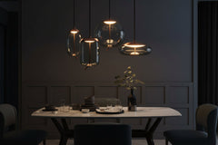 Clear Glass Pendant Light – Smoke Glass Hanging Lamp with Remote