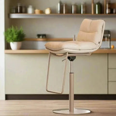 Cocina Leather Bar Chair – Adjustable Swivel Counter Stool with Metal Base