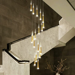 Cone Tubes Staircase Chandelier – Art Deco LED Pendant Light