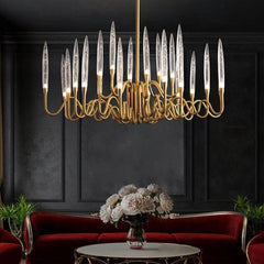 Copper Candles Chandelier – Polished Copper Crystal LED Ceiling Light
