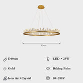 Crystal Chandelier – Black & Gold in 6 Sizes, Warm, White & Dimmable Light