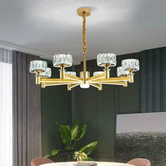 Crystal Cylinders LED Chandelier – Modern Luxury Dimmable Ceiling Light