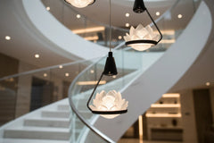 Crystal Lotus Flower Staircase Chandelier – Luxury Multi-Head LED Pendant, 3 to 20 Heads